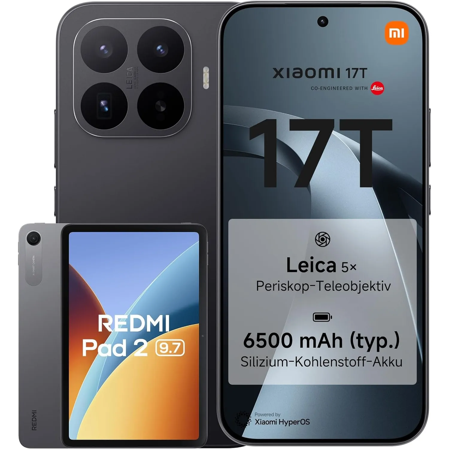 XIAOMI 17T 12+256G Schwarz Bundle Redmi Pad 2 9.7 4+64GB Gray