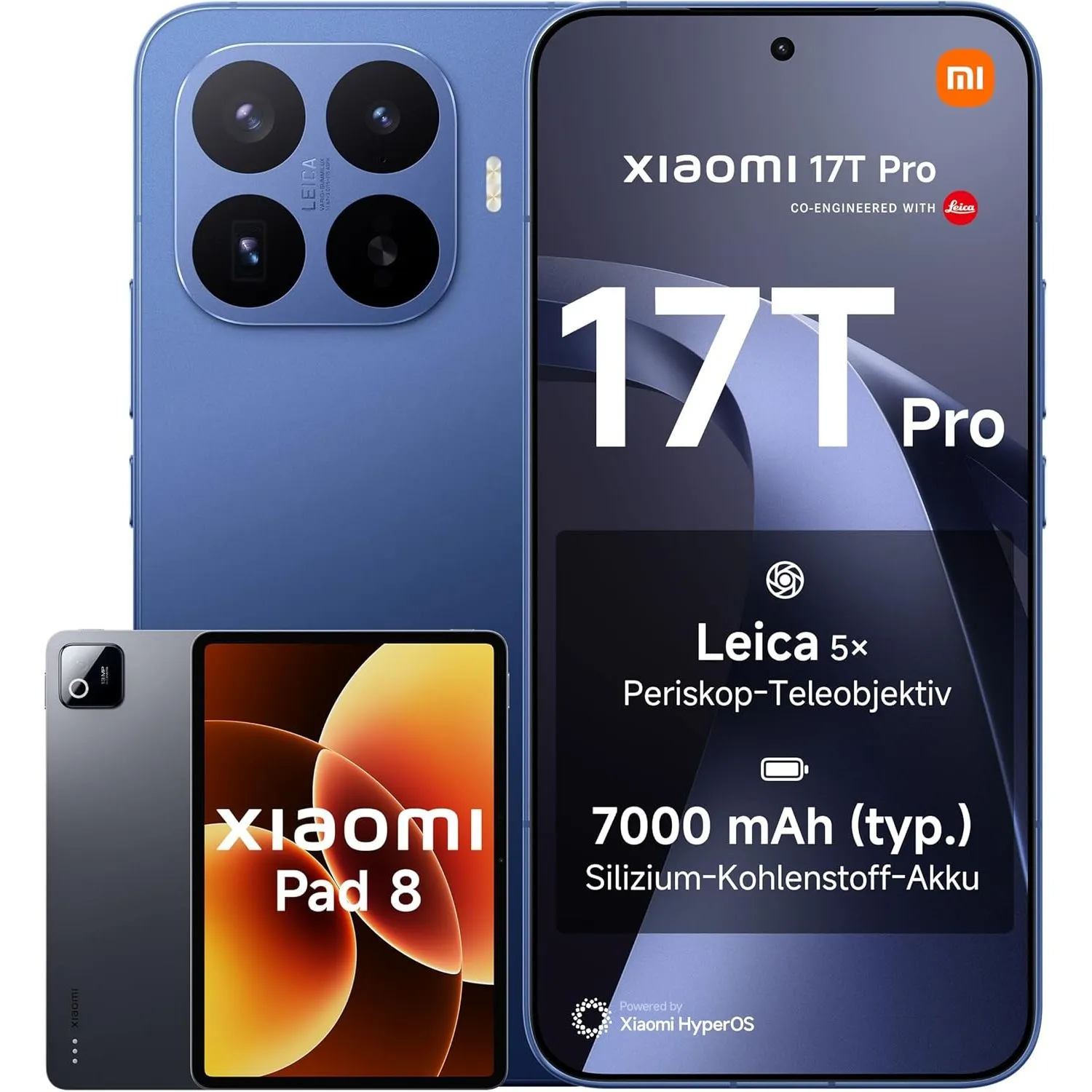 XIAOMI 17T Pro Smartphone 12GB+512GB, Handy, Android, 6.83" 144Hz Display, 7000mAh Akku, Leica 5X Telekamera, 100W Hype…