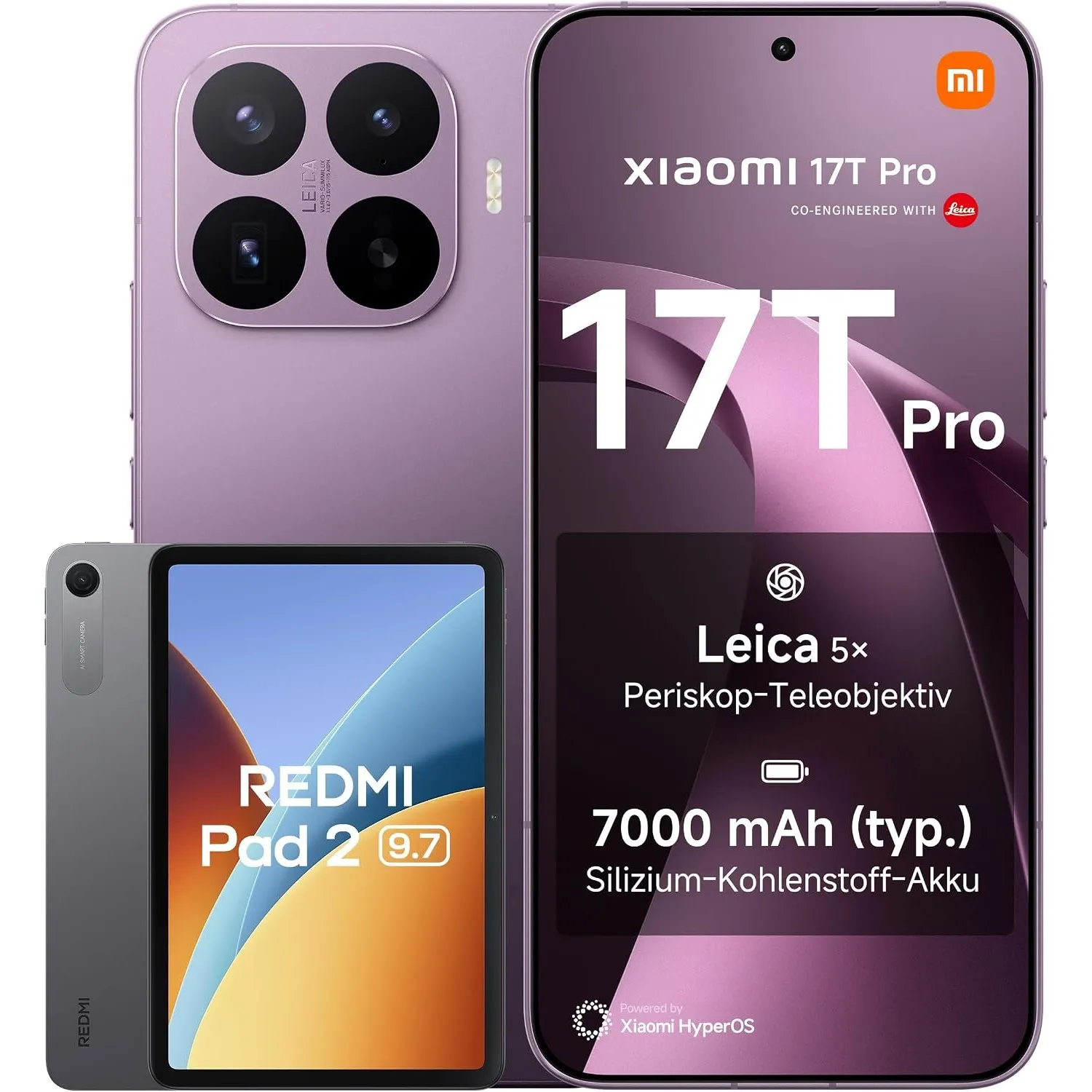 XIAOMI 17T Pro 12+512G Deep Violet Bundle Redmi Pad 2 9.7 4+64GB Gray