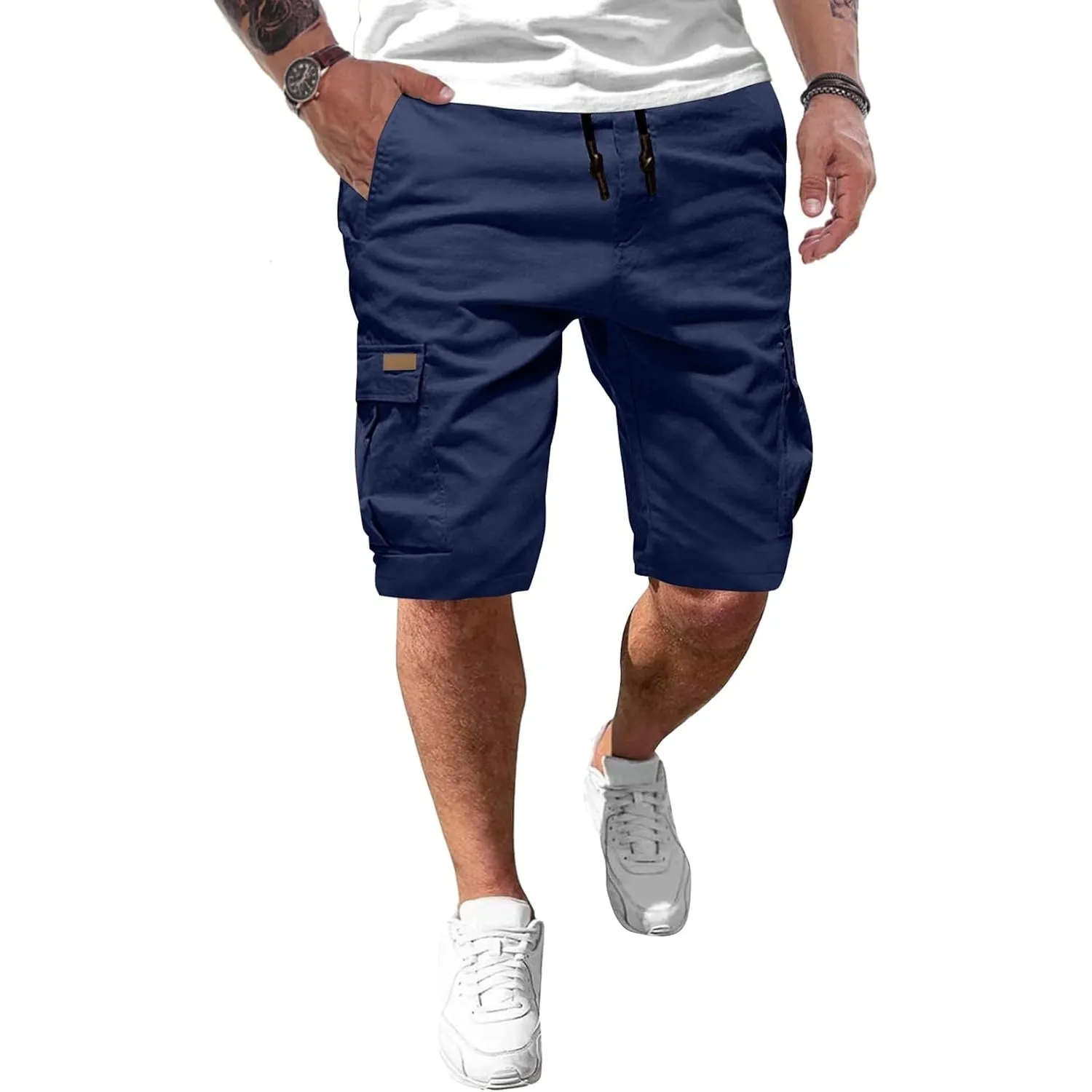 JMIERR Kurze Hosen Herren Baumwolle Cargo Shorts Herren Sommer Freizeithose mit Taschen