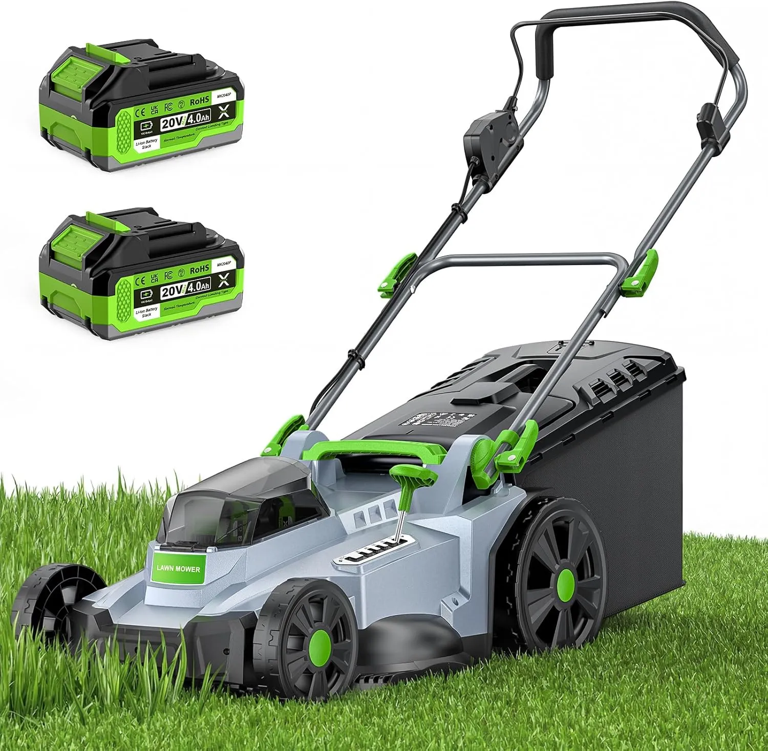 ETOOLAB Akku Rasenmäher, 40V (2x20V), 42cm Schnittbreite, bis 400-600 m², Brushless, Mulch-Kit, 50L Fangkorb, 25-75 mm …
