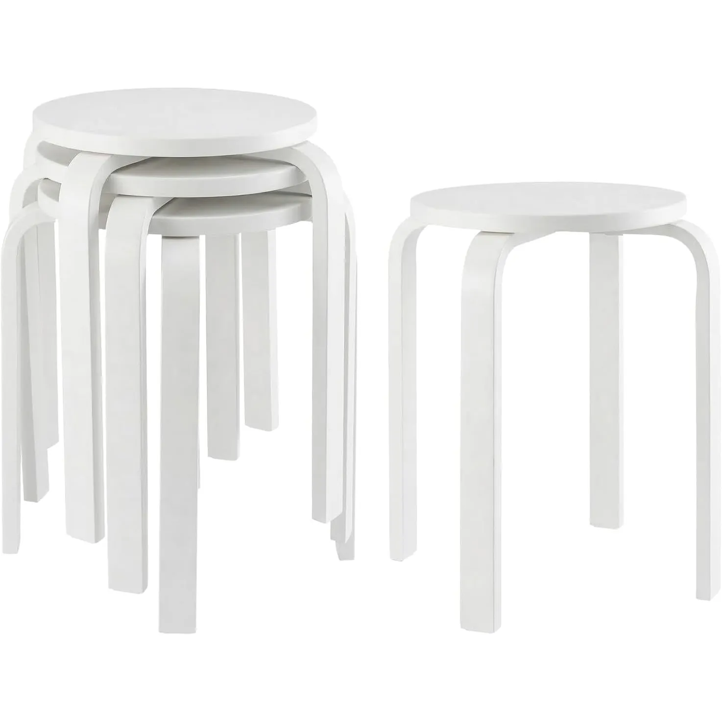 4er Set Holz Hocker, Stapelbare Sitzhocker aus Massivholz, rutschfest & Stabil, Küchenhocker für Esszimmer, Bar, Klasse…