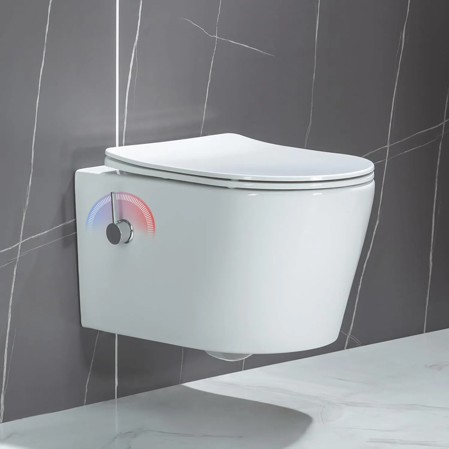 Casta Diva Dusch WC, verstopfsichere, verbreiterte Ausführung, geeignet für Altbauten, Warm- und Kaltwasserarmatur, 360…