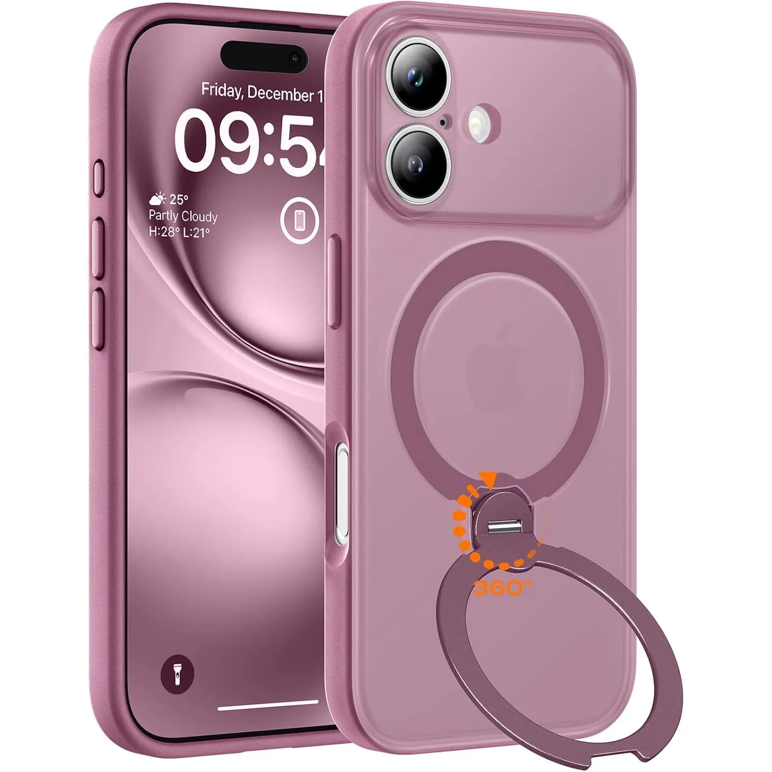TOCOL für iPhone 17 Hülle mit Ständer, 360° Drehbarem, Pflaume