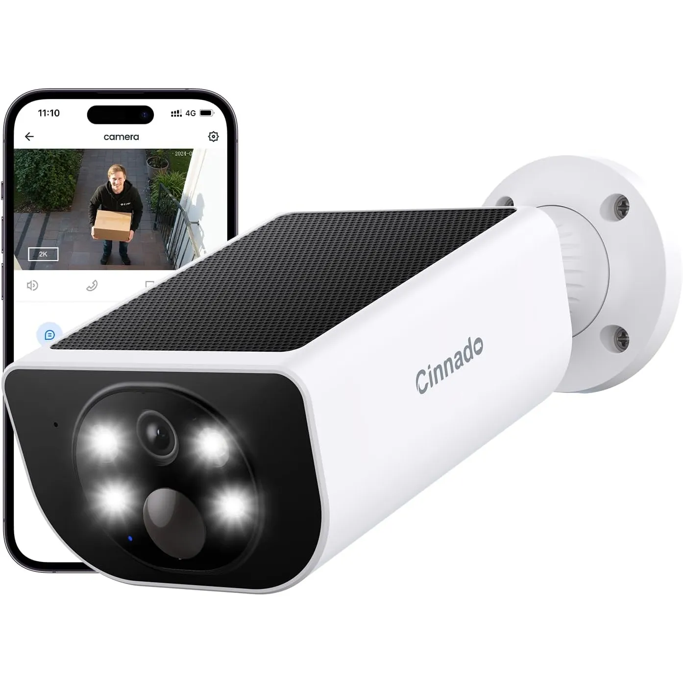 Cinnado Überwachungskamera Aussen Solar Akku - 2K Kabellos Kamera Überwachung Aussen Solar, 2,4 GHz WLAN Camera Outdoor…