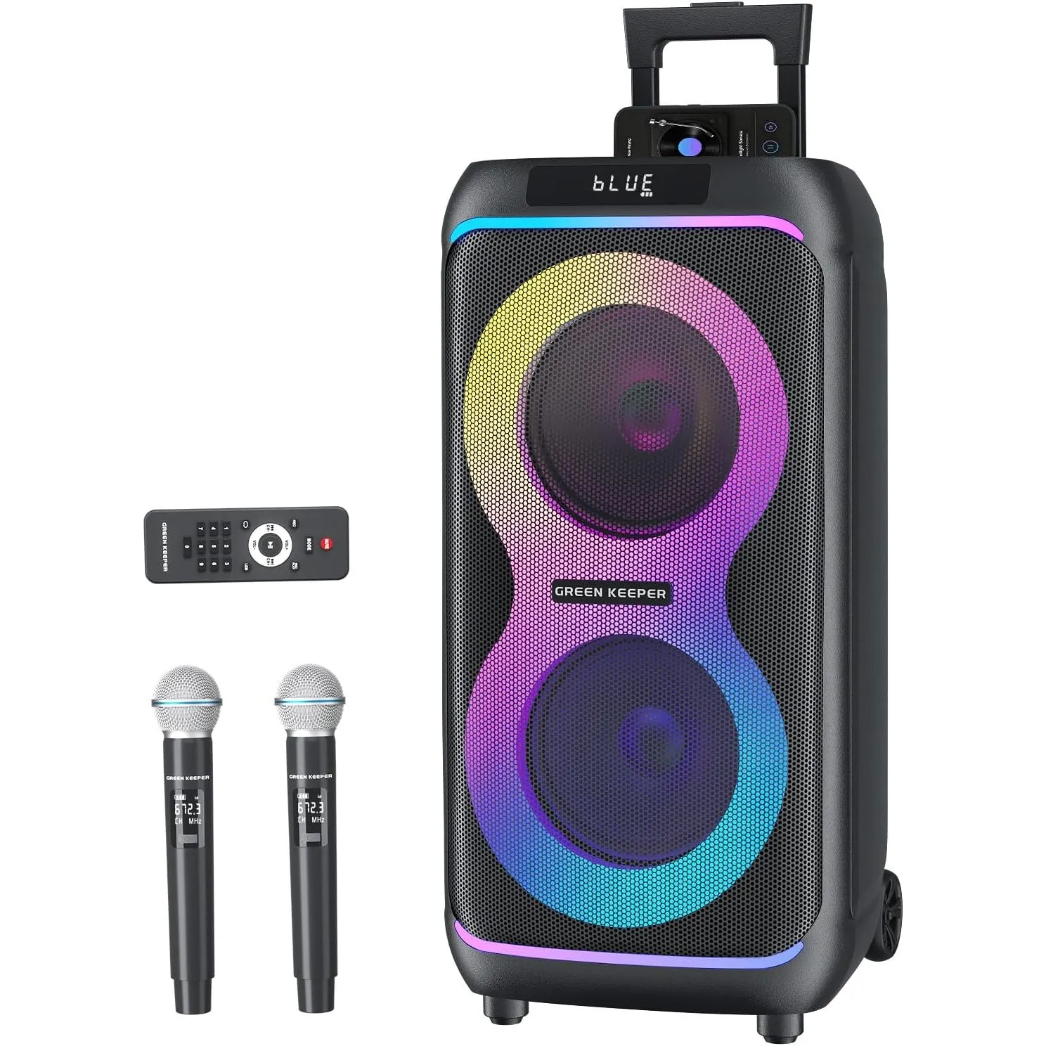 GKDT81 Karaoke-Maschine Mit 2 Mikrofonen, 800 W Spitzenleistung, Zwei 8"-Tieftöner. Tragbarer Bluetooth-Lautsprecher Mi…