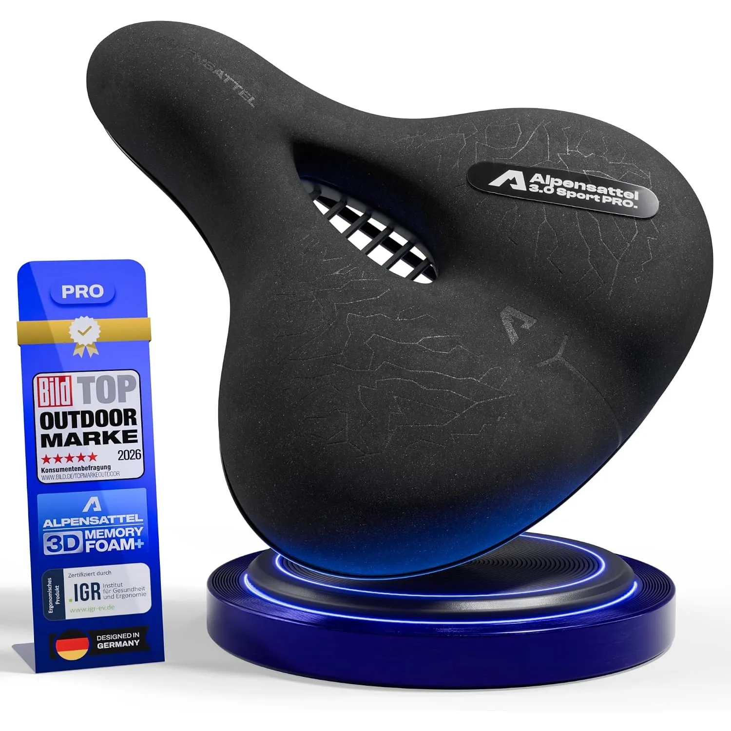ALPENSATTEL® Ergonomischer Fahrradsattel [3D Memory Foam] - Fahrrad Sattel für Damen & Herren - Atmungsaktives Material…