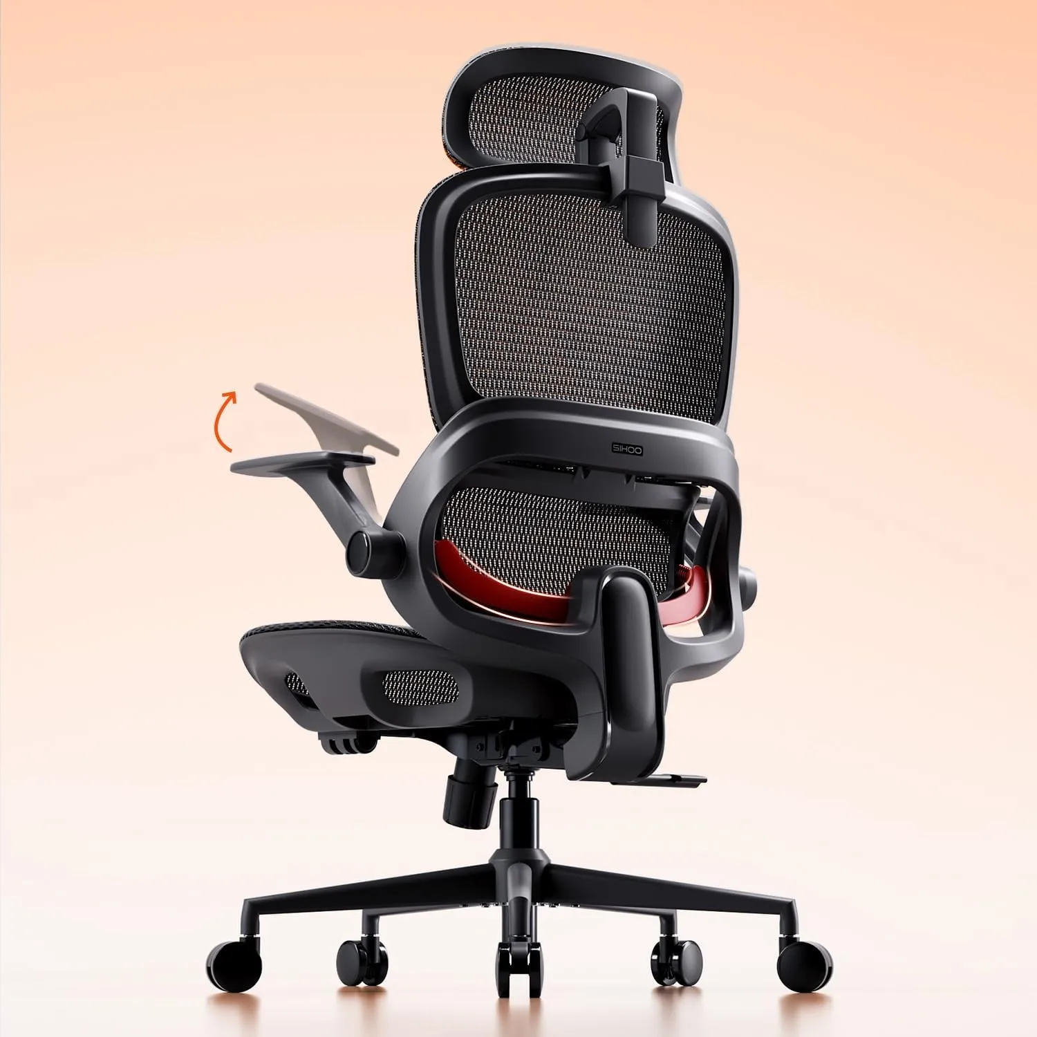 SIHOO B100 Bürostuhl, Bürostuhl Ergonomisch mit Adaptive Lendenwirbelstütze