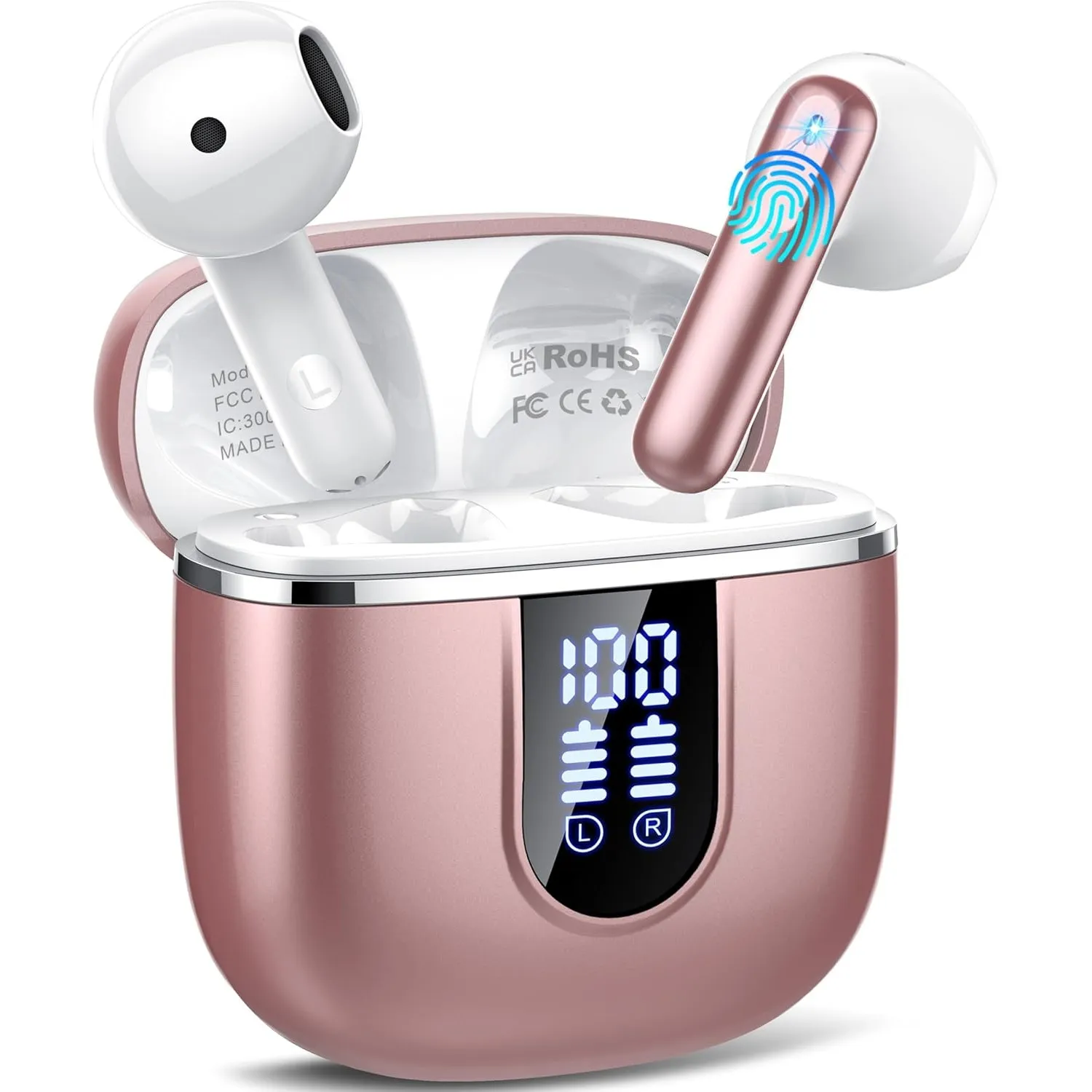 Bluetooth Kopfhörer 5.4, Kopfhörer Kabellos Bluetooth In Ear mit 4 ENC Noise Cancelling Mics, 40Std Stereo Ohrhörer mit…