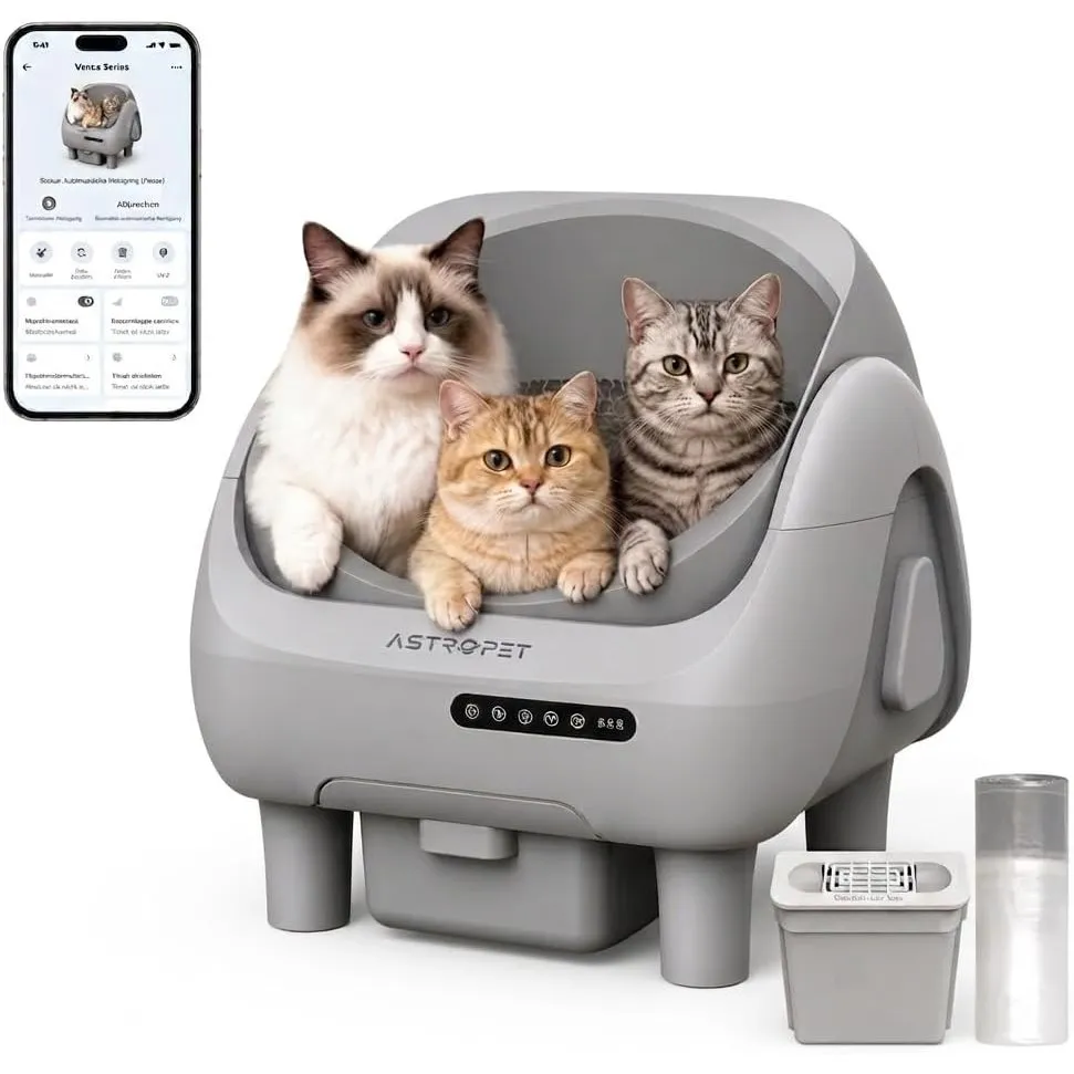 AstroPet Venus Offenes Katzenklo Selbstreinigend mit App-Steuerung