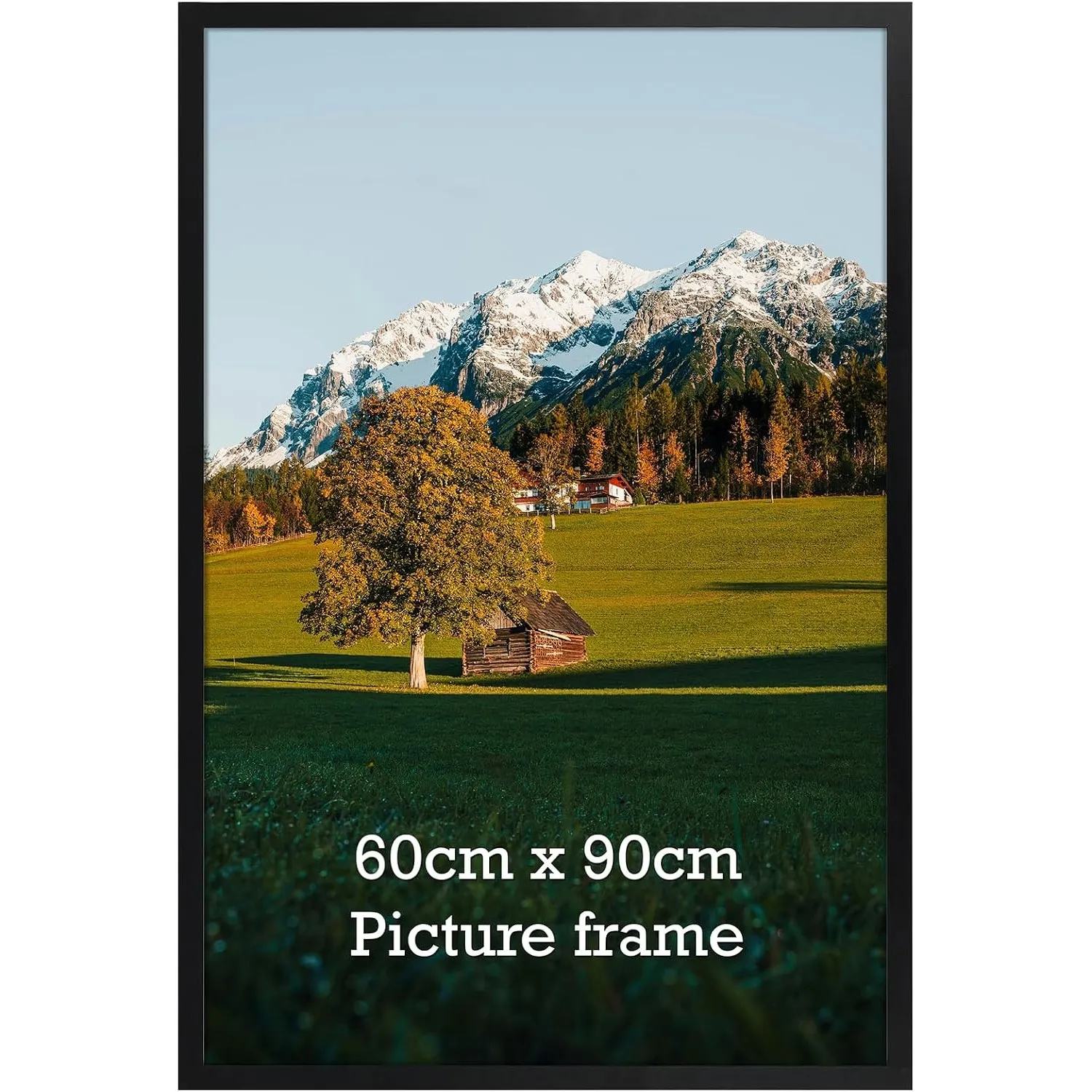 Bilderrahmen 60x90 cm 1 Stück schwarzer Fotorahmen, geeignet für 90x60 cm Fotos, Poster und Kunstwerke, passend zur Wan…