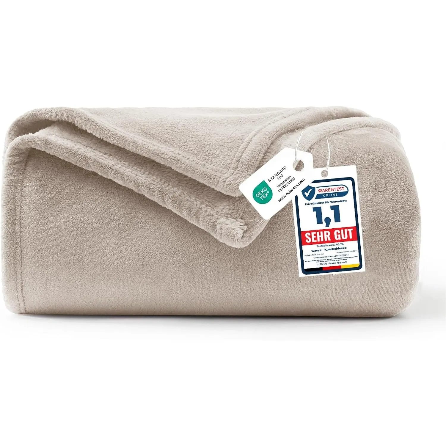 WAVVE Kuscheldecke Flauschig Decke Tagesdecke 150x200-Sofadecke Orford Tan