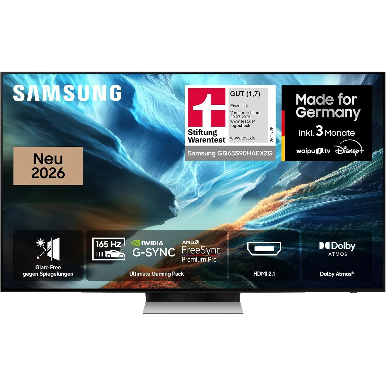 Samsung OLED S90H 4K 65 Zoll (163 cm), UHD Fernseher, Antireflexion mit Glare Free, OLED HDR+, Ultimate Gaming Pack (NV…