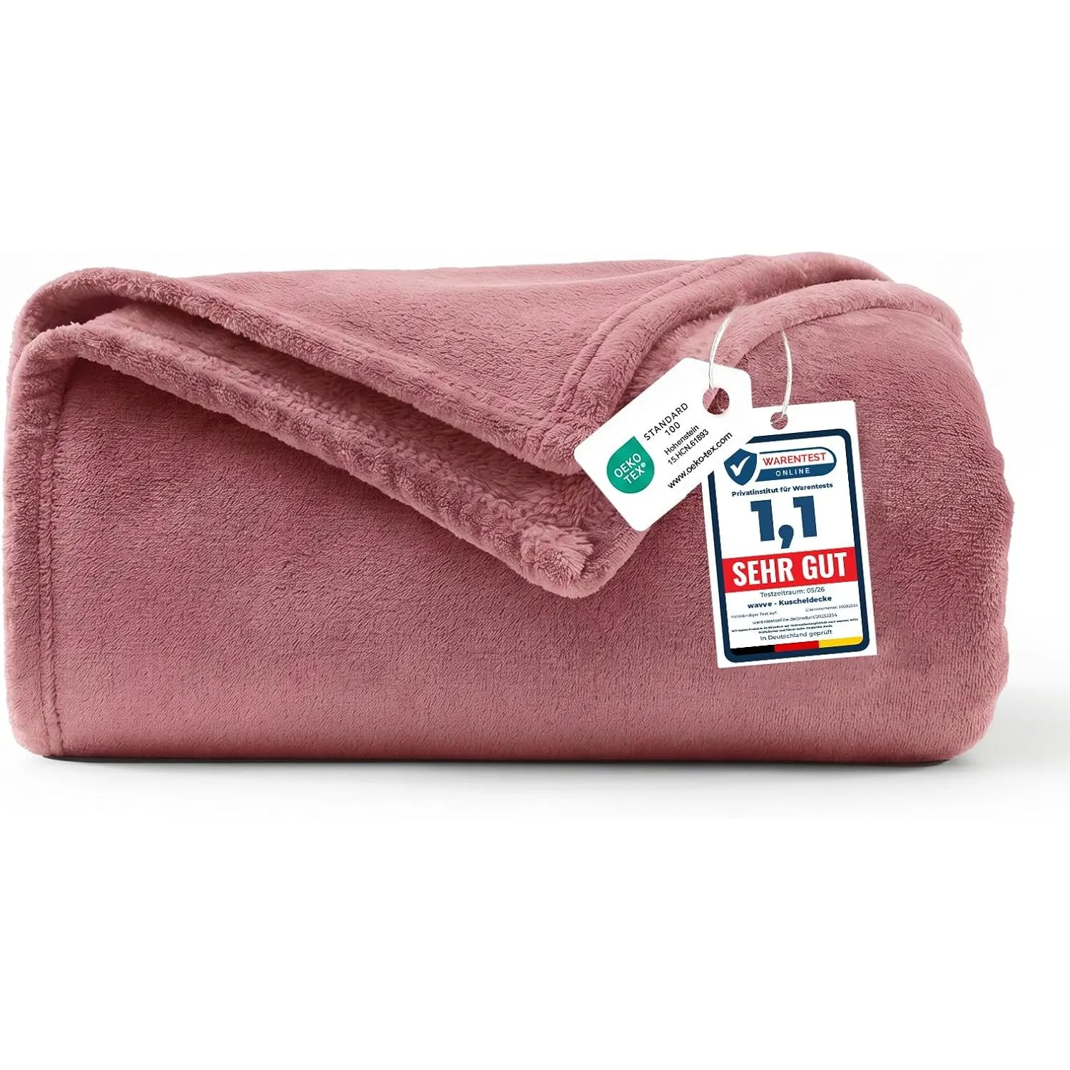 WAVVE Kuscheldecke Flauschig Decke Tagesdecke 150x200 - Sofadecke Rosa