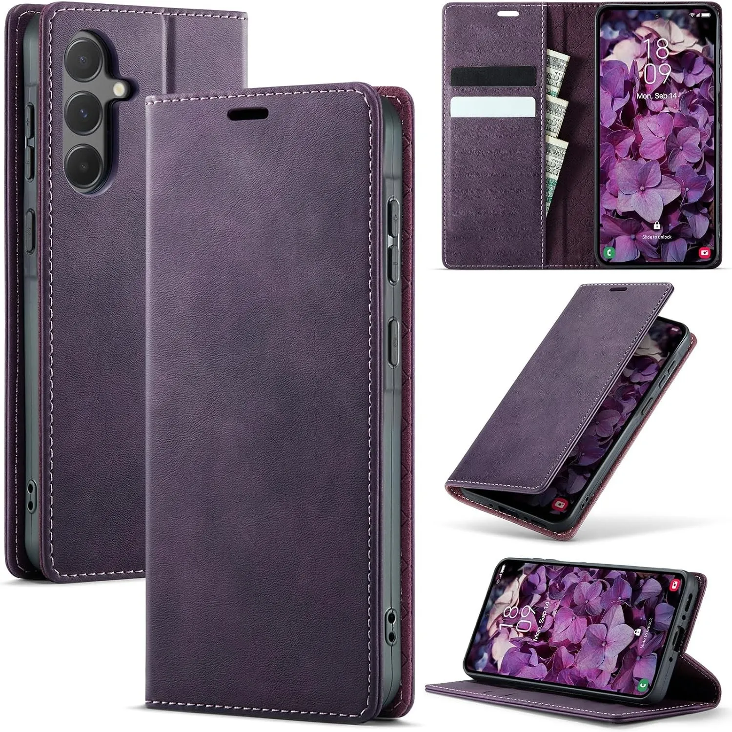 Handyhülle für Samsung Galaxy A55 5G Hülle Premium Lederhülle Flip Case Magnet Tascher Kartenfach Standfunktion Klapphü…