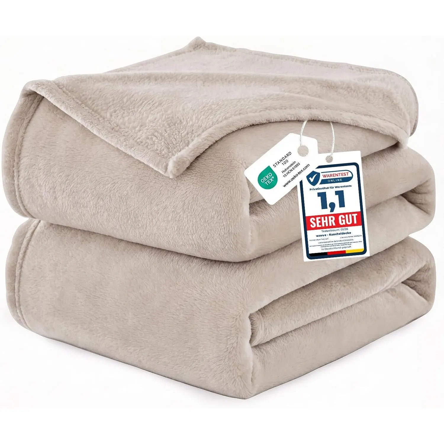 WAVVE Kuscheldecke Flauschig Decke Tagesdecke für Bett, 230x270 Oxford Tan