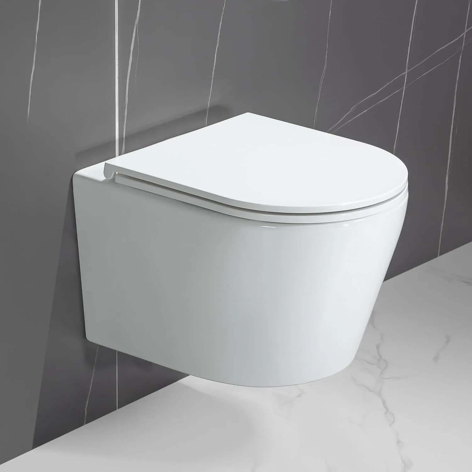 Casta Diva Wand WC Spülrandlos, Hänge WC mit 360° Tornado-Spülung, Leises und Sparsames Spülsystem 3–4,5 l, Hänge Toile…