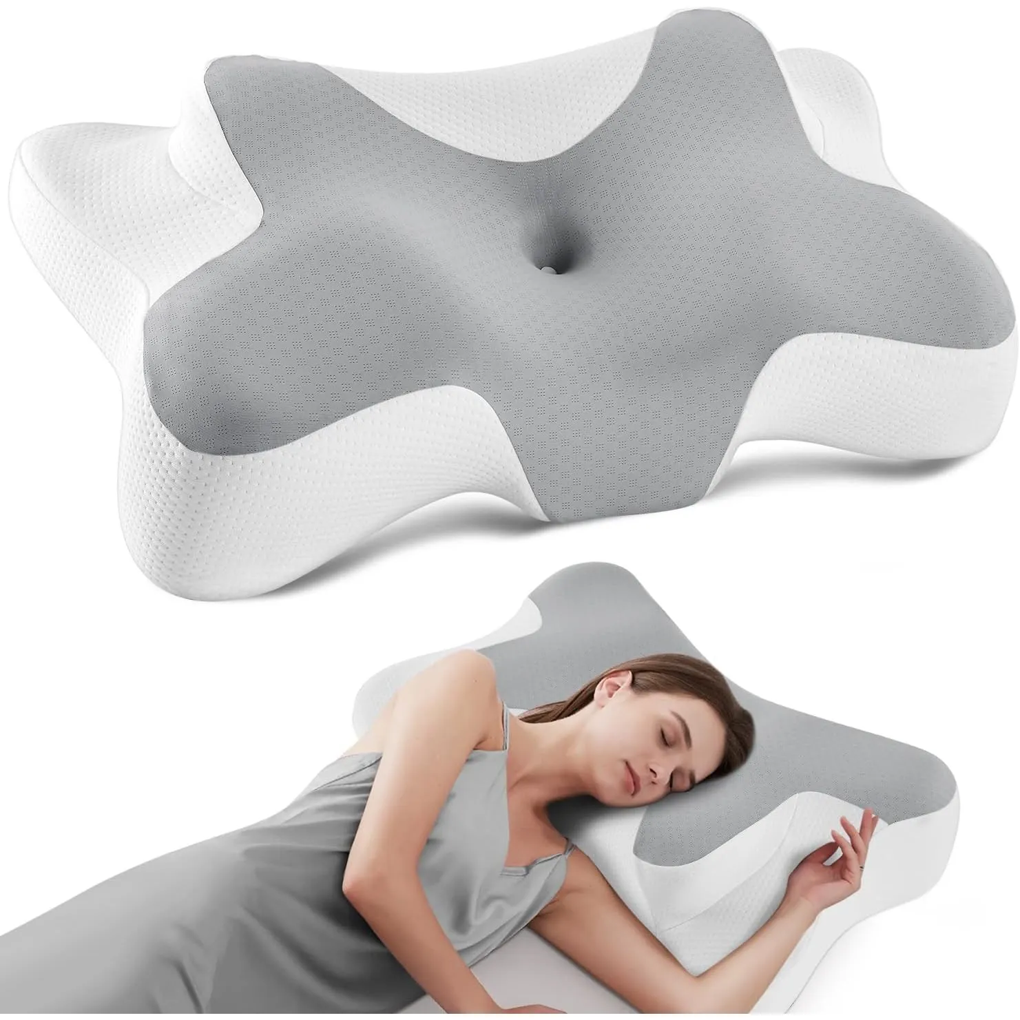 DONAMA Memory Foam Kissen ergonomisches Nackenkissen Kopfkissen Seitenschläferkissen für Seiten, Rücken & Bauchschläfer