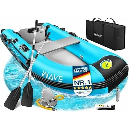 KESSER® Schlauchboot Wave 230-380 cm Set 6-teilig aufblasbar – Boot + Bank, Luftpumpe, Paddel, Reparaturset, Tasche, An…