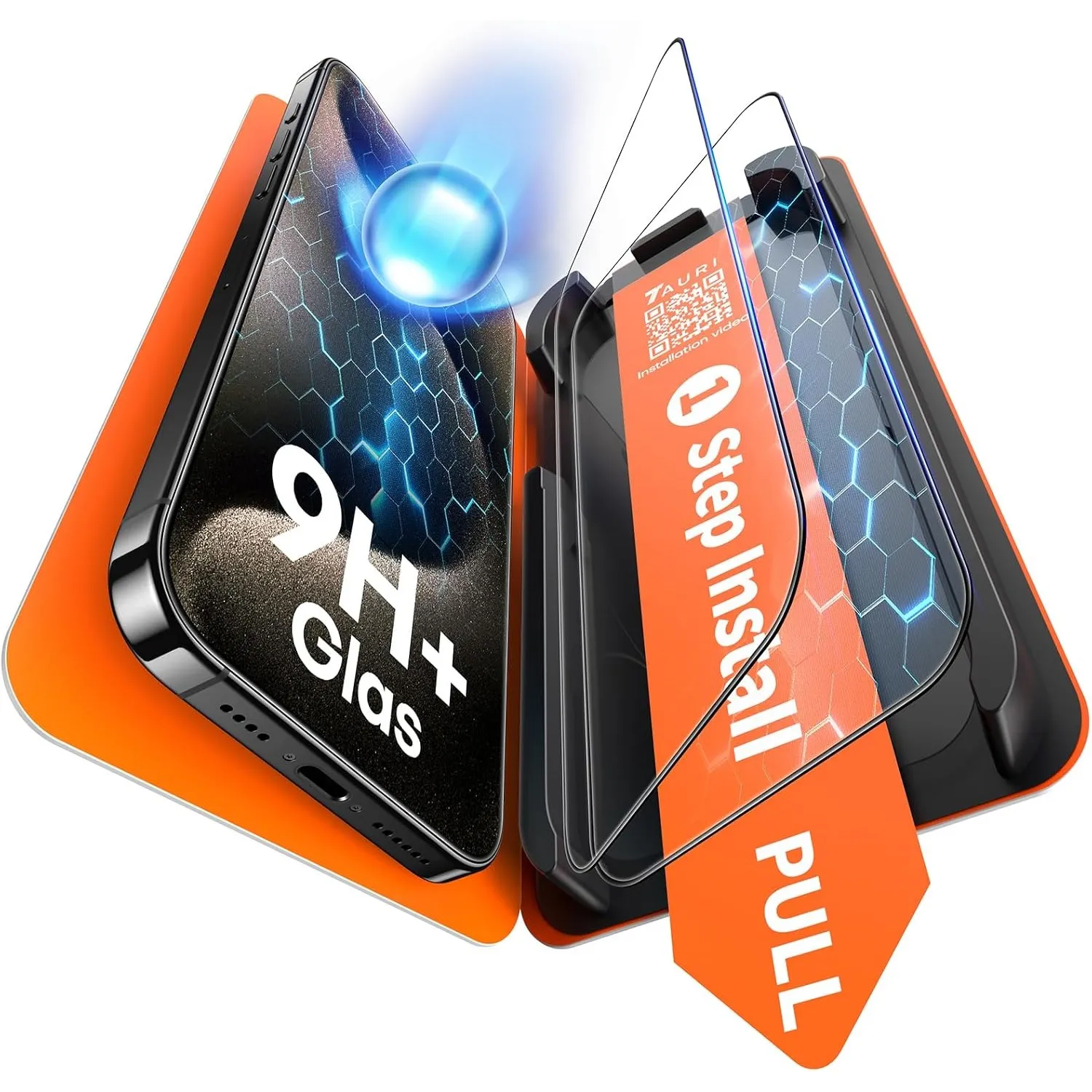 TAURI für iPhone 15 Pro Panzerglas 6,1 Zoll - 2 Stück