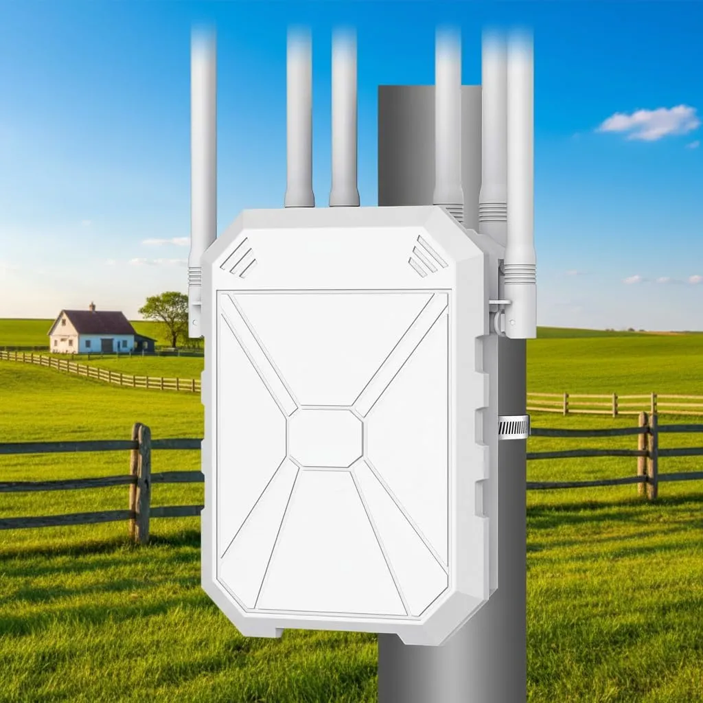 AC1200 Outdoor WLAN Repeater, Dual Band WLAN Verstärker mit 1200 Mbit/s, Wetterfest IP67, WiFi Extender mit High-Gain A…