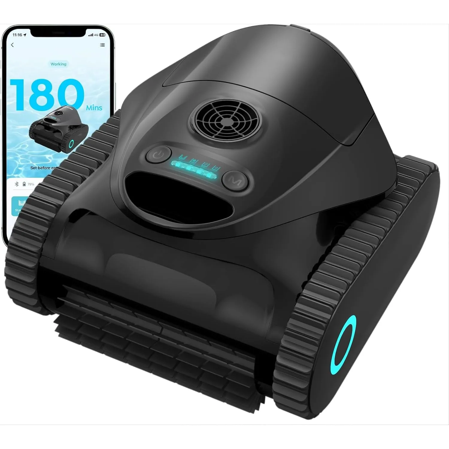 C1 Poolroboter Akku Boden und Wand, Wasserlinie, Doppelfilter, 7 Reinigungsmodi, 180 Minuten Laufzeit, Poolreiniger mit…