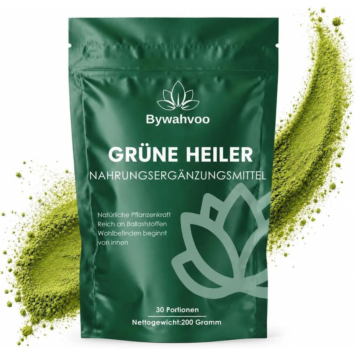 Grünes Superfood Pulver 200g – Vegan Greens Mix mit Matcha, Spirulina, Gerstengras & Heidelbeere, ballaststoffreiches P…