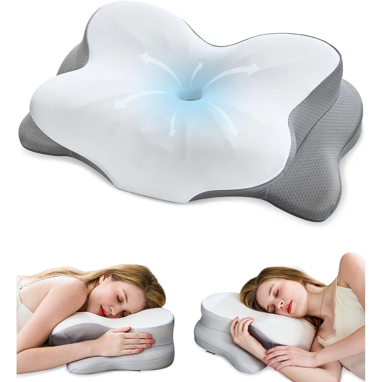 Nackenstützkissen, Memory Foam Kissen mit Nackenunterstützung | Ergonomisches Konturdesign mit atmungsaktivem, abnehmba…