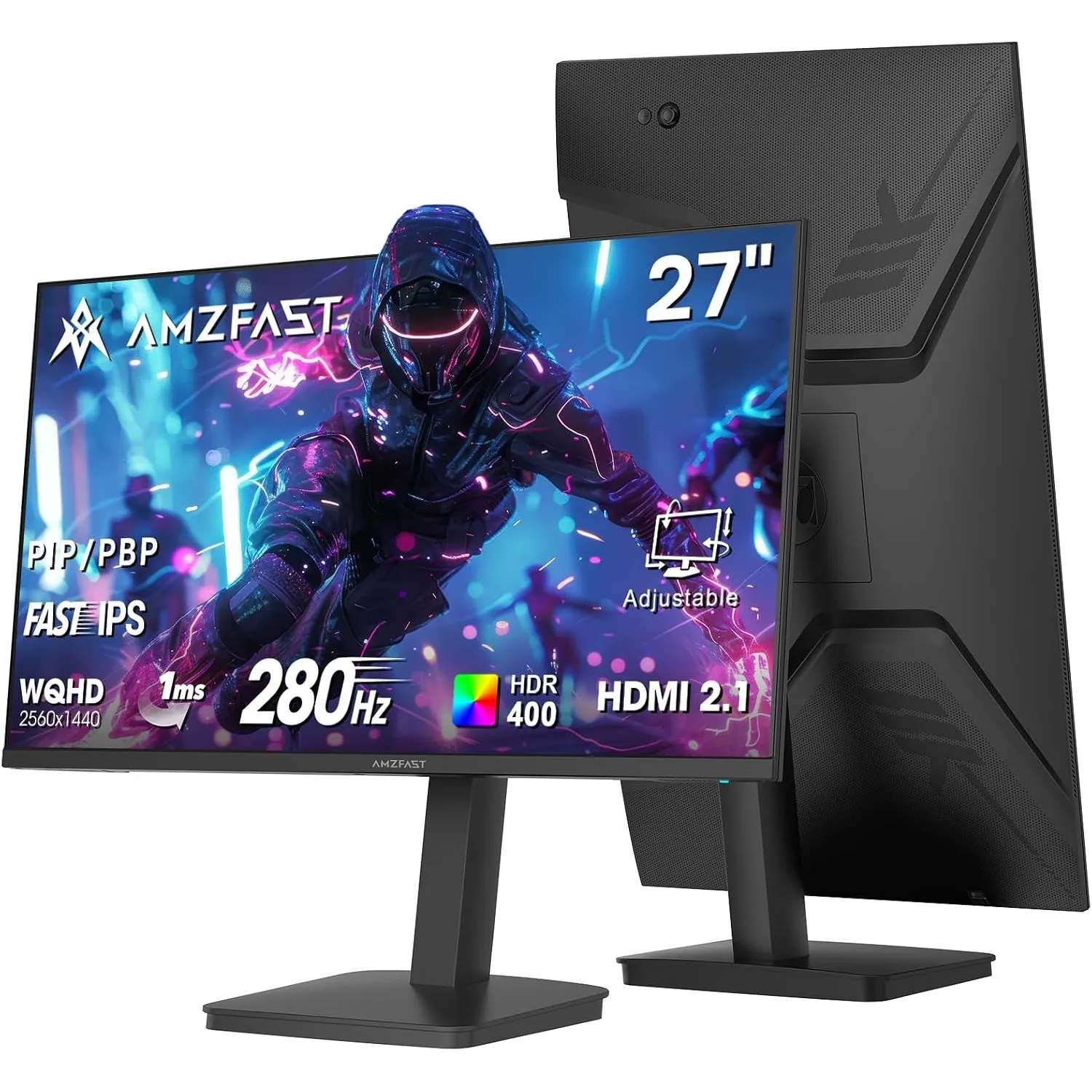 Amzfast 27 Zoll Gaming Monitor, 2560x1440 QHD, 280Hz, 1ms MPRT, Fast IPS, Adaptive Sync, 400cd/㎡, DCI-P3 86% sRGB 117%,…