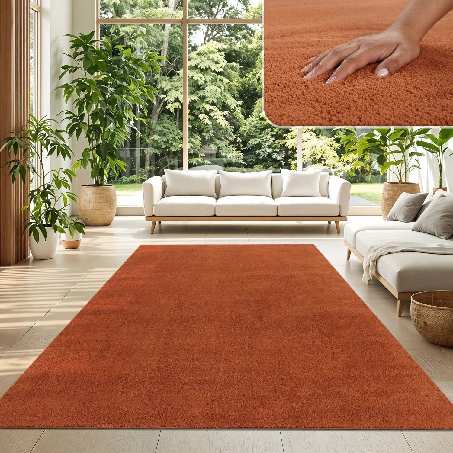TT Home Teppich Wohnzimmer Kupfer 120x160 cm, Waschbar & Kurzflor