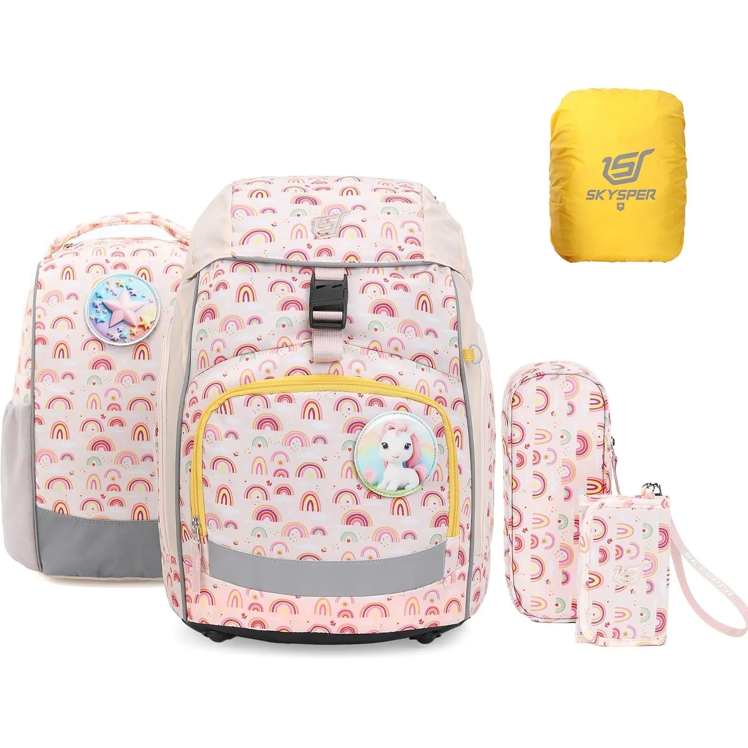SKYSPER Schulranzen-Set 5-teilig, Schulrucksack Ergonomischer Tragesystem