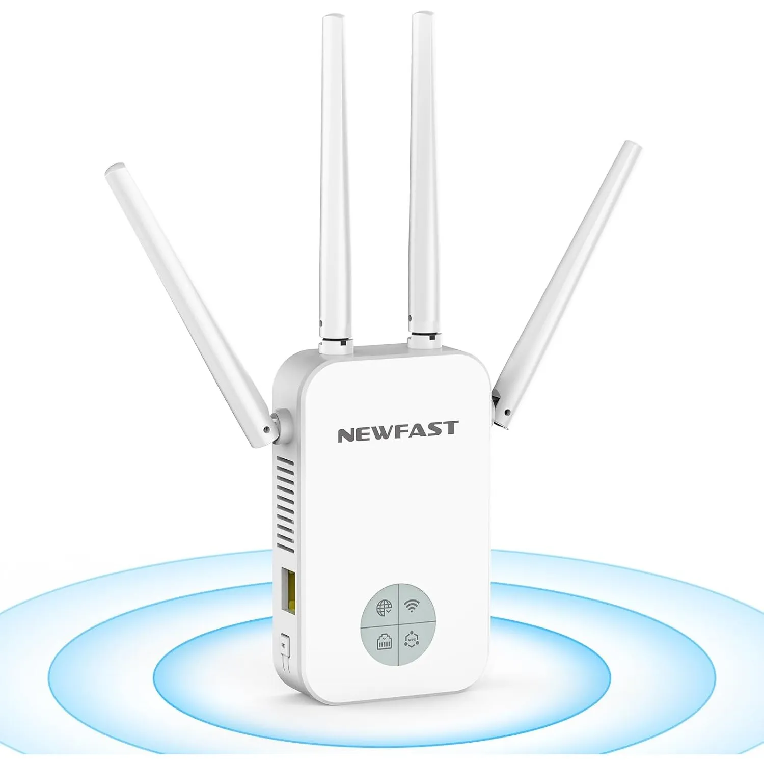NEWFAST WLAN Verstärker,1200Mbit/s Dual Band WLAN Extender with WPS,4X Swivelling Antennes,Ethernet Port,WiFi Booster o…