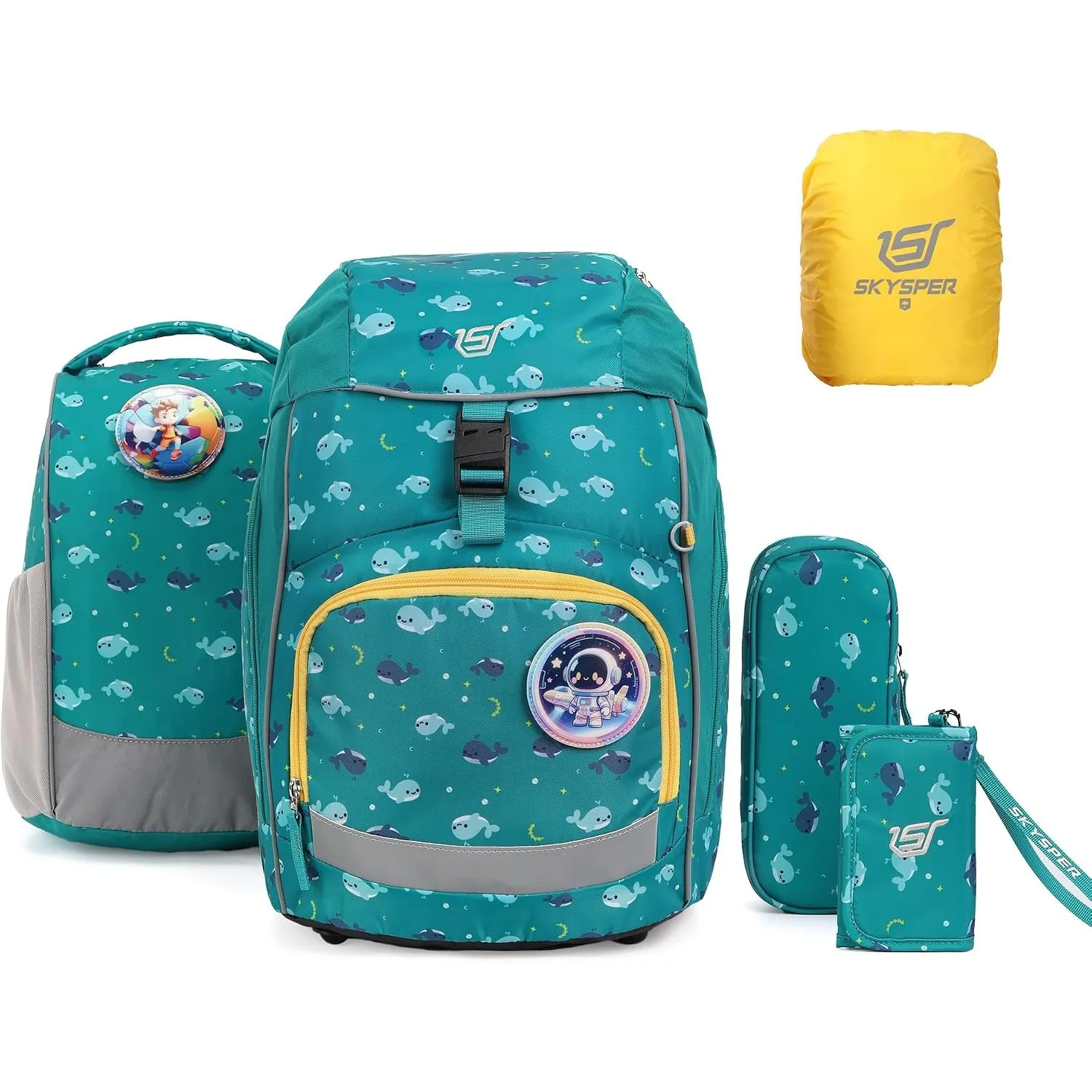 SKYSPER Schulranzen-Set 5-teilig, Schulrucksack Ergonomischer Tragesystem