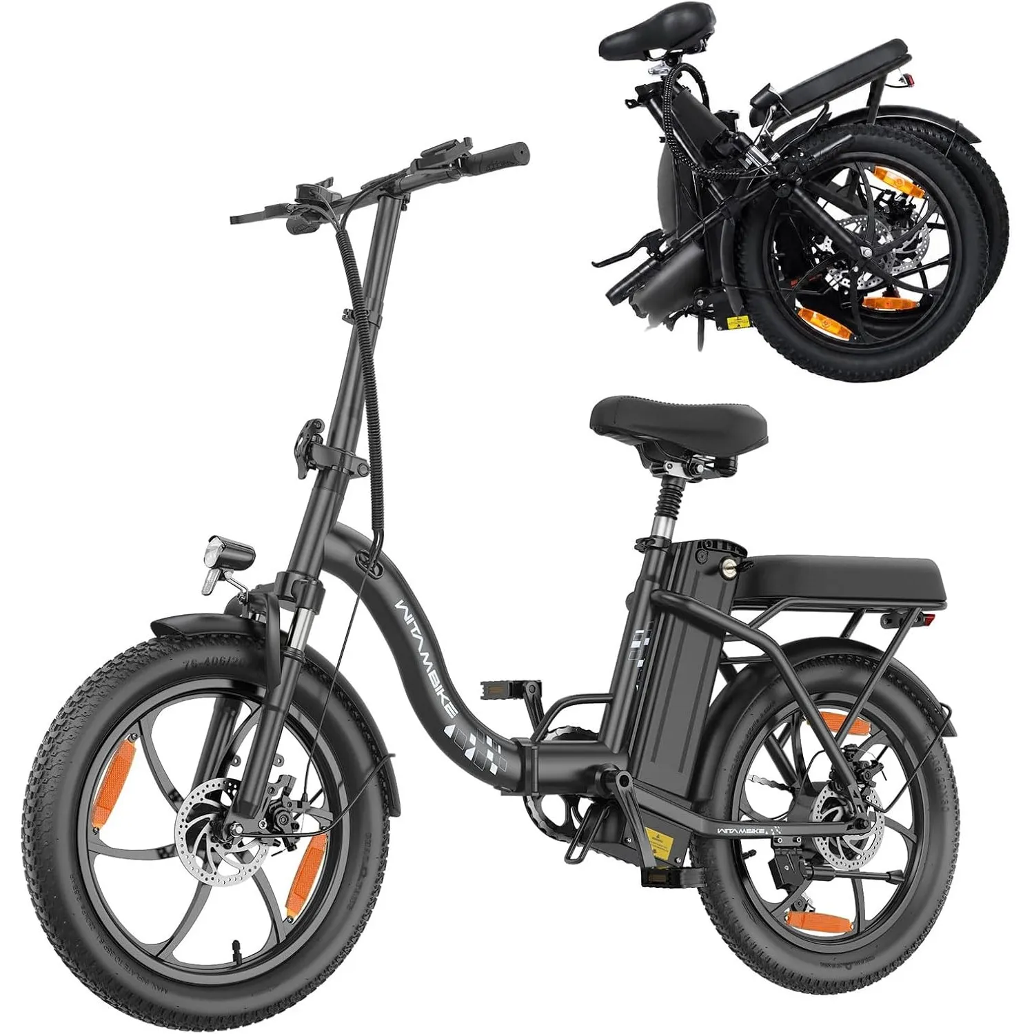 Faltbares E-Bike 20 Zoll, 250W Elektrofahrrad mit 48V 16AH Akku (100km), 7 Gang Cityrad mit Federung, LED & Scheibenbre…
