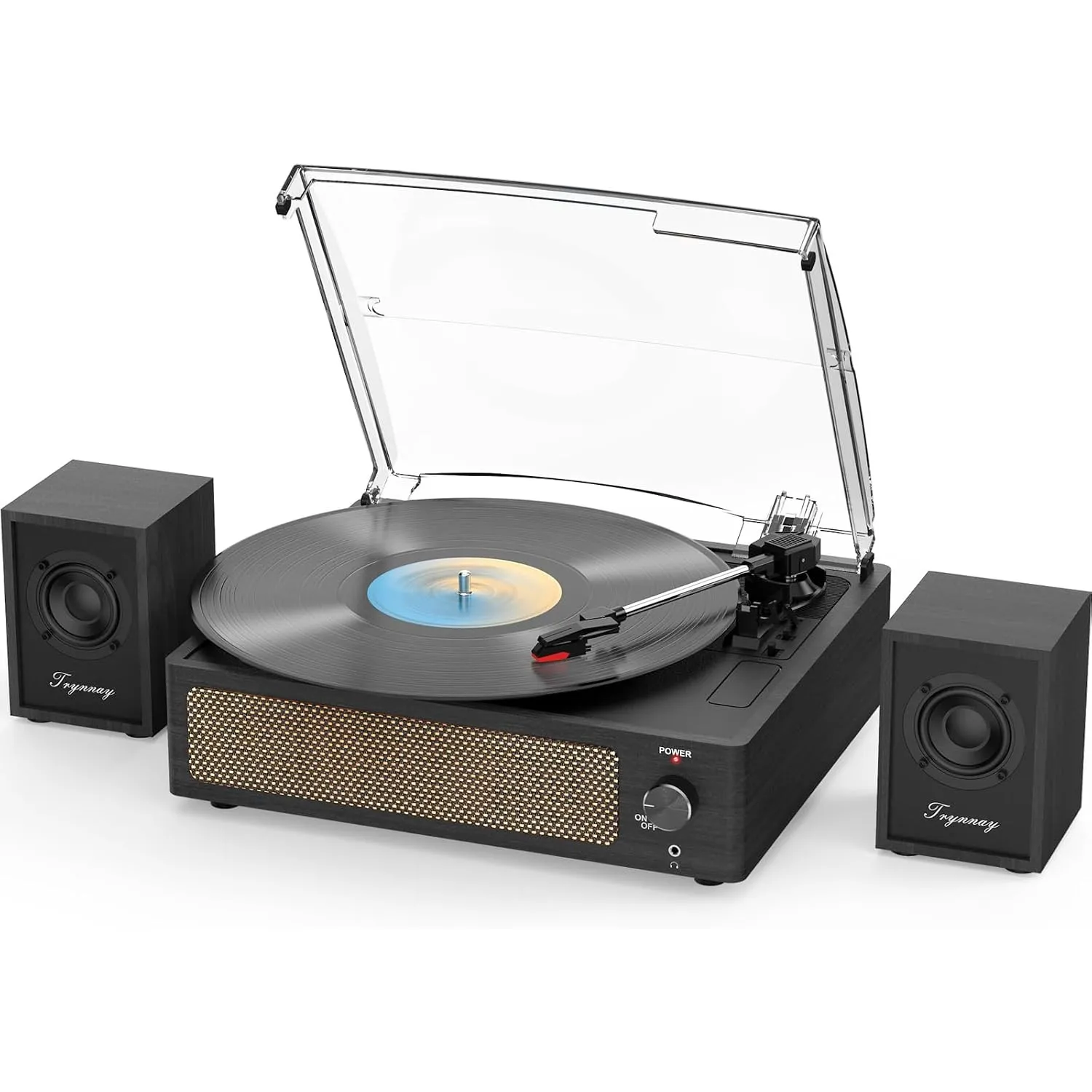 Trynnay Plattenspieler mit passiven Regallautsprechern, Bluetooth-Plattenspieler für Schallplatten, 3 Geschwindigkeiten…
