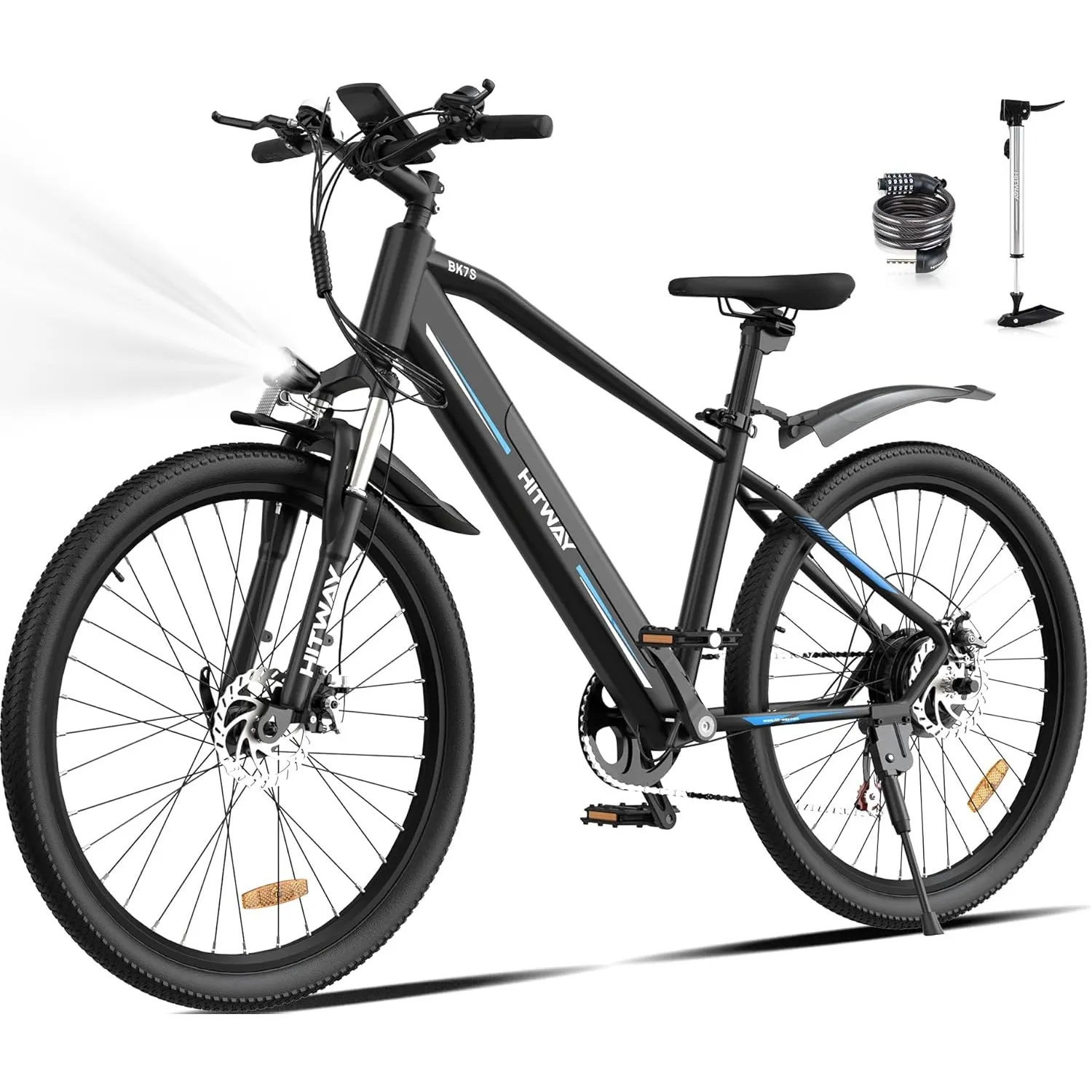 HITWAY E-Bike, 26 Zoll Elektrofahrrad, Trekkingrad, E Bike mit 36V 12Ah Akku, 250W Hinterradmotor oder Mittelmotor, E-F…