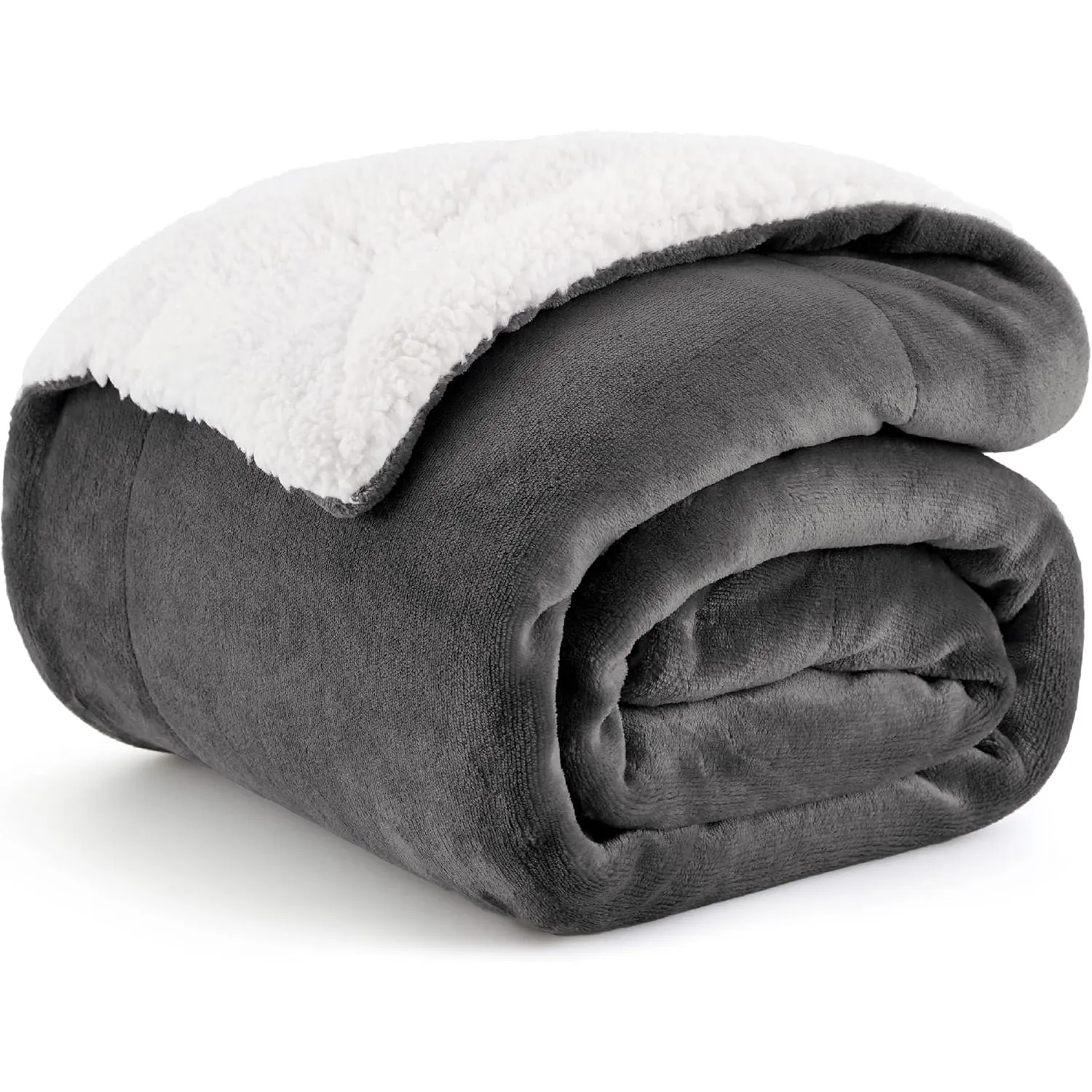 BEDSURE Sherpa Kuscheldecke Flauschig 200x200 - Sofadecke, Anthrazit