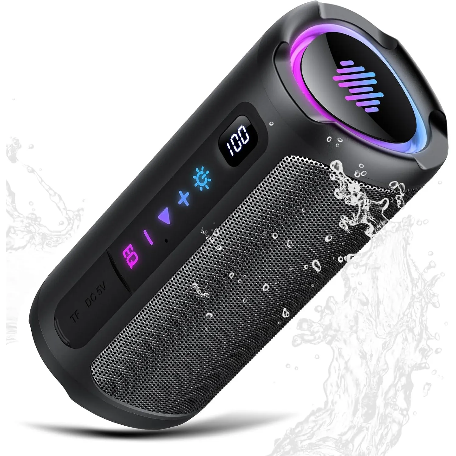 aowoka Bluetooth Lautsprecher mit Licht, 20W tragbare Musikbox, verbesserter Bass, LED-Anzeige, 20 Std. Akku, Bluetooth…