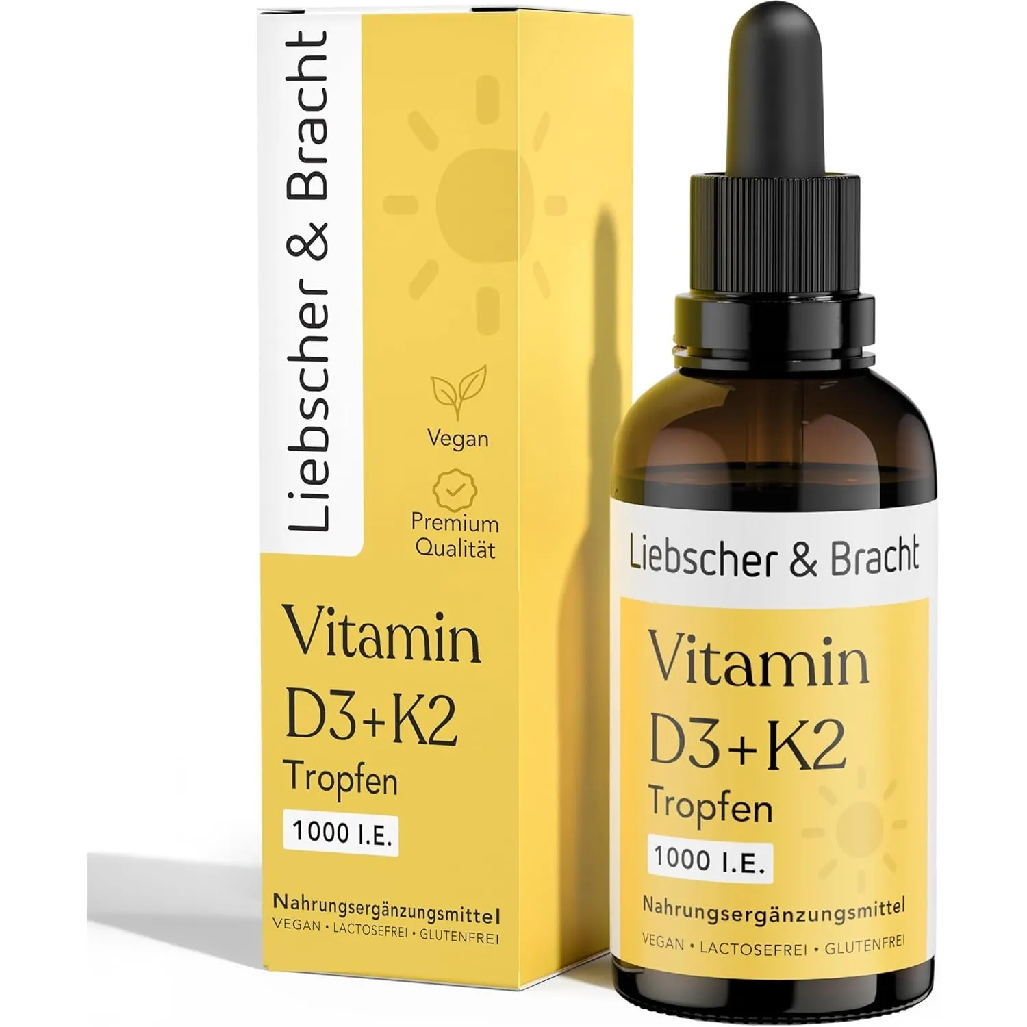 Liebscher & Bracht Vitamin D3 K2 Tropfen (50ml) – 1000 I.E. pro Tropfen – Hohe Bioverfügbarkeit mit K2 MK-7 – Vegan, Ma…