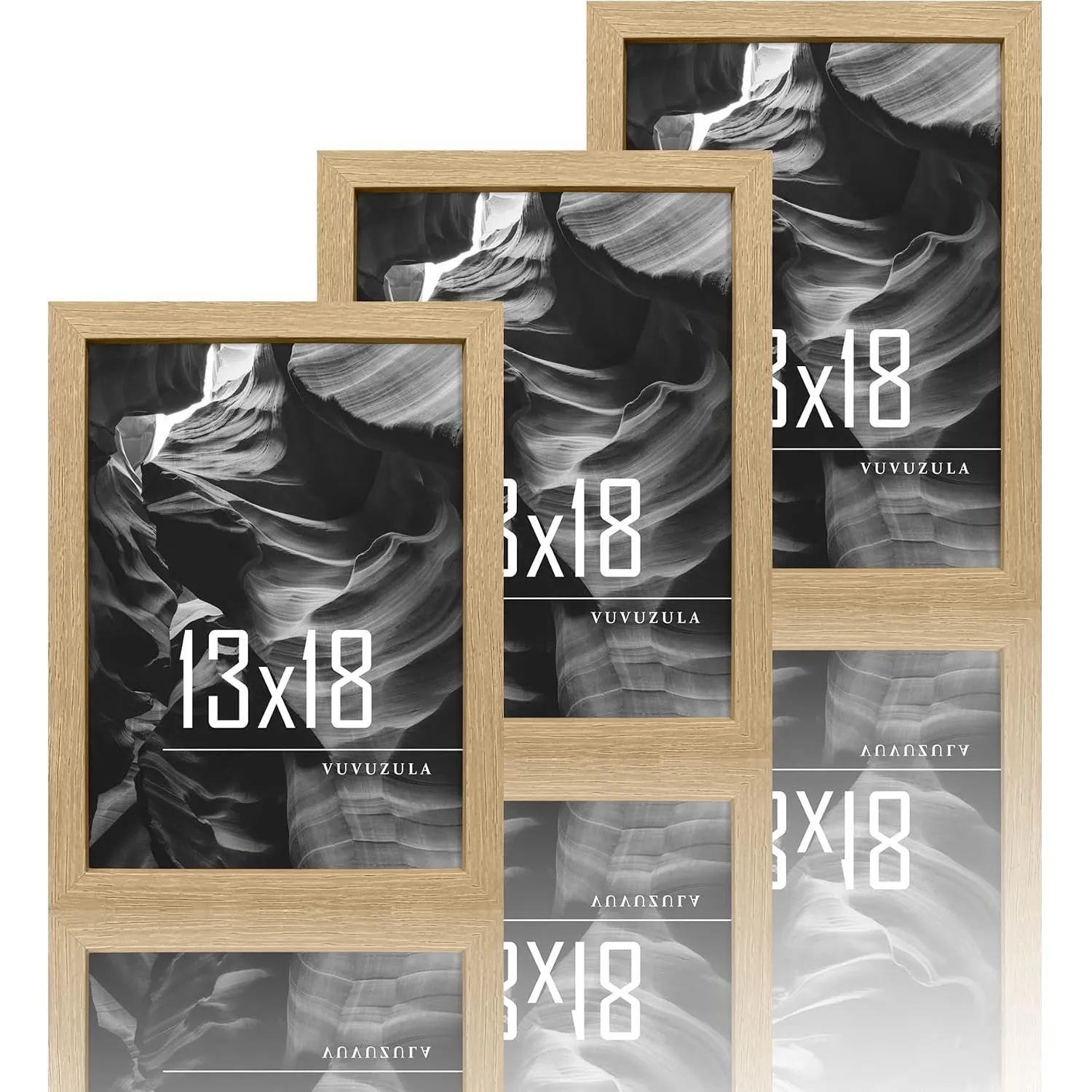VUVUZULA Bilderrahmen 13x18cm Holz Holzrahmen 3er Set Eiche Fotorahmen MDF Rahmen Natur