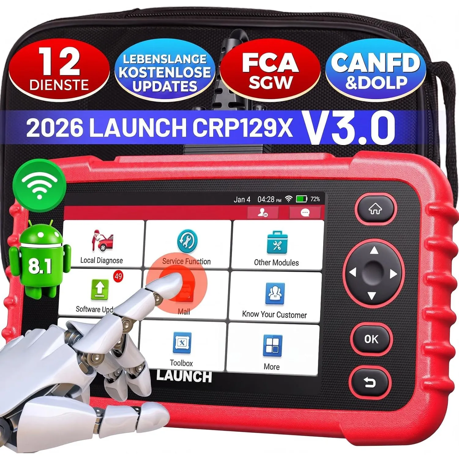 LAUNCH CRP129X V3.0 64G OBD2 Diagnosegerät,12 Reset-Funktionen, Diagnose