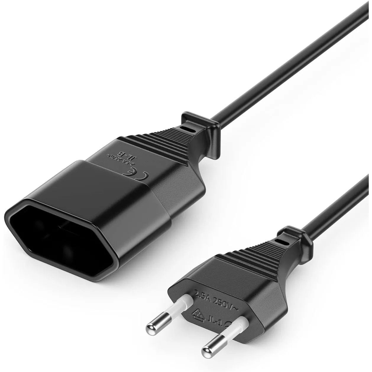 deleyCON 1,5m Stromkabel Verlängerung Netzkabel Verlängerungskabel Typ-C-Stecker Eurostecker auf Typ-C Euro Buchse TV P…