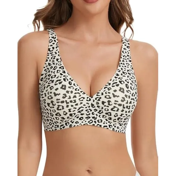 Jiuday Tiefer V Push Up BH ohne Bügel for Damen Bequemer BH für Große Brüste Starker Halt Seamless Soft Bra Bügelloser …