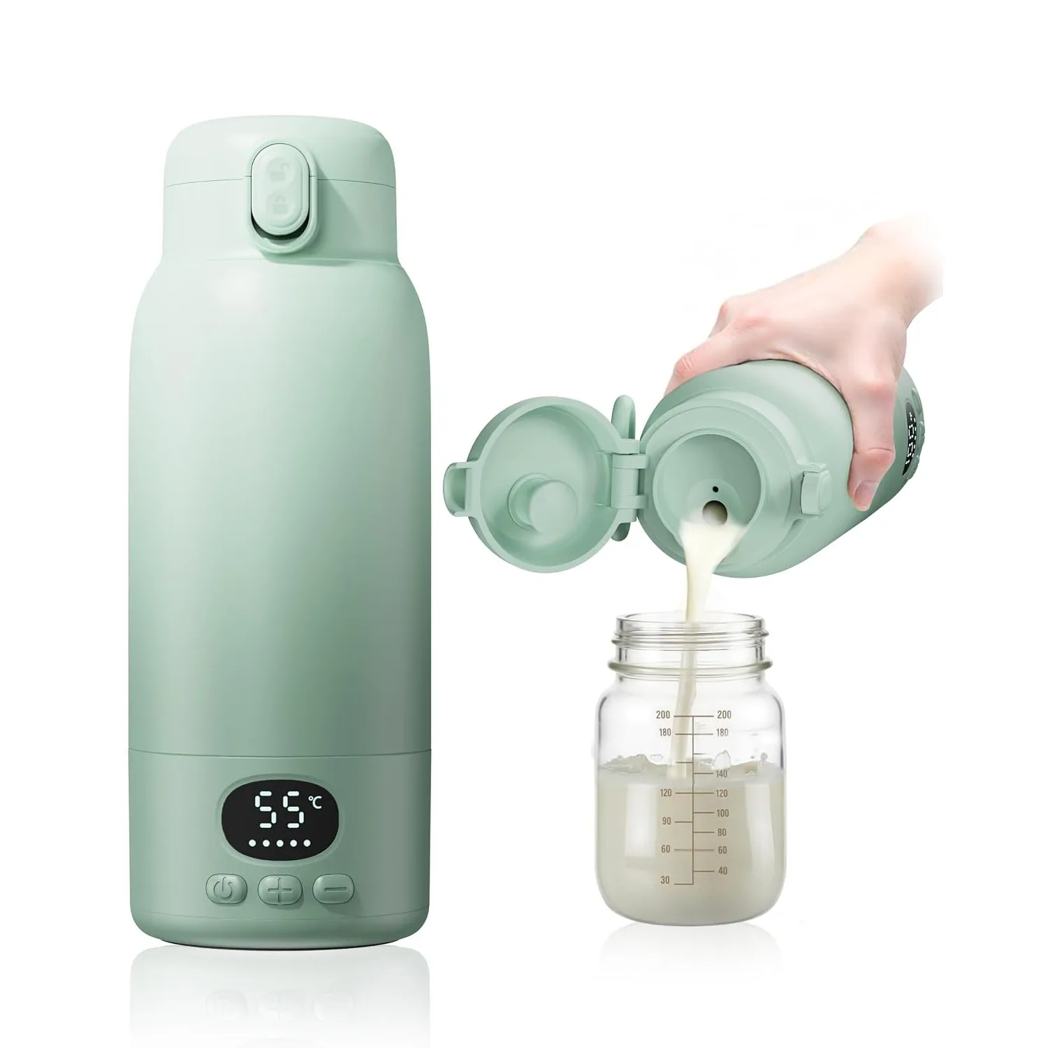 Tragbarer Baby Flaschenwärmer, 100W Schnellaufheizung | Kabellos, ideal für unterwegs und Reisen, 500 ml Kapazität, gee…