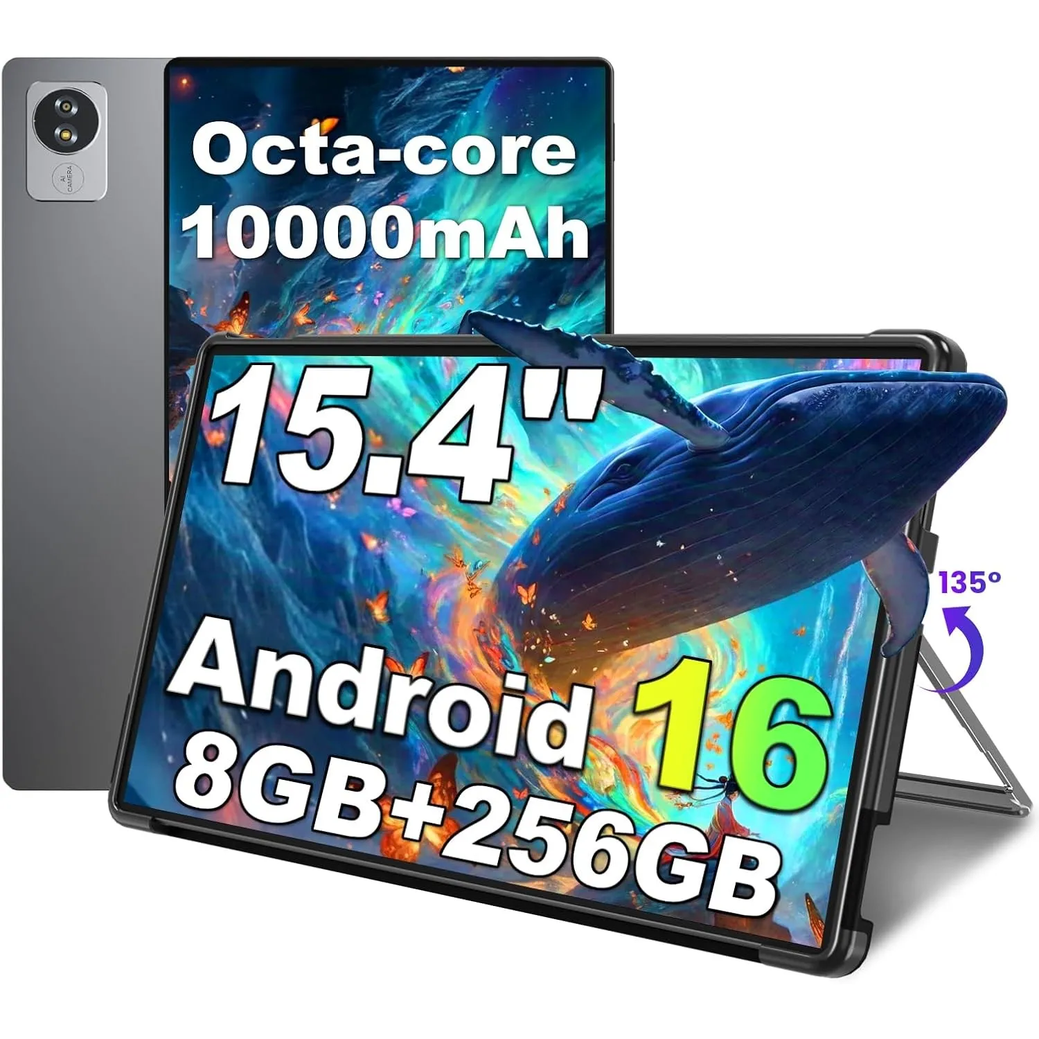 jumper 15,4 Zoll Android 16 Tablet, mit Helio G99 Octa Core Prozessor(bis zu 2,2 GHz), Gaming Tablets mit Ständer & Hül…