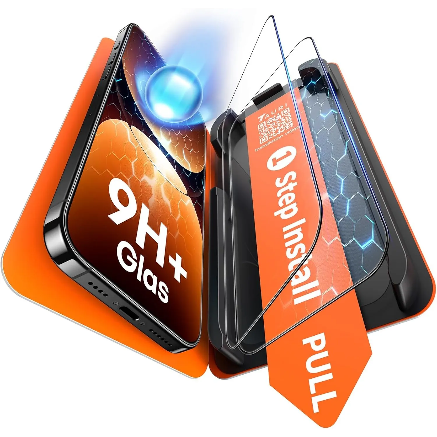 TAURI für iPhone 16 Plus / 15 Plus Panzerglas 6,7 Zoll - 2 Stück | mit Staubfreier 1-Schritt-Installation, 9H Glas Disp…