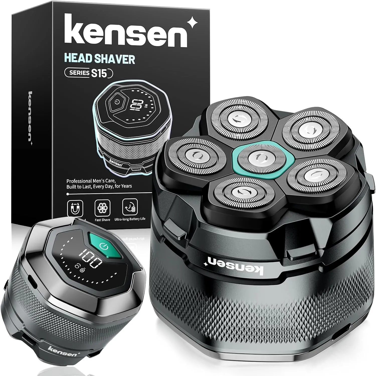 Glatzen Rasierer Herren, kensen Kopfrasierer Glatze Wasserdicht Akku 160Min
