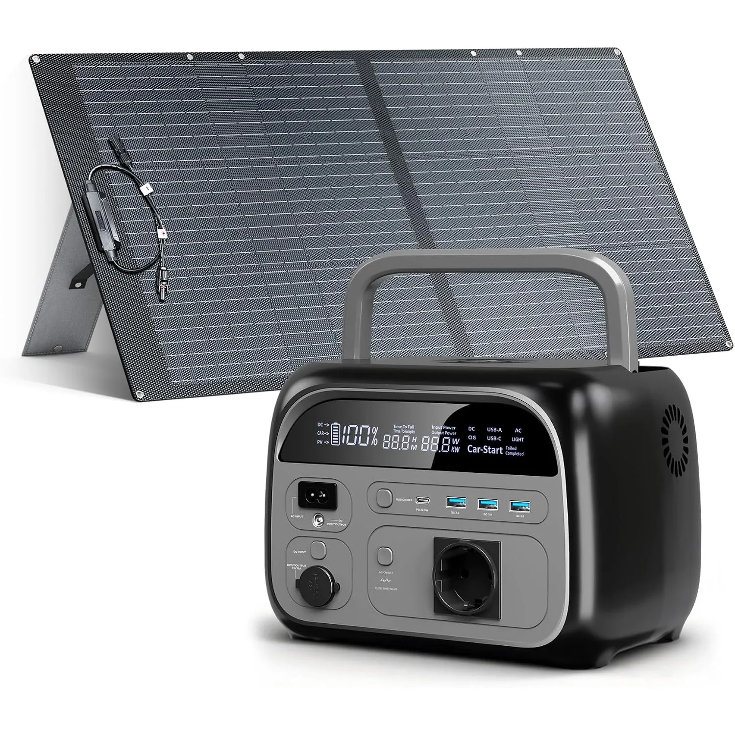 AP400 Powerstation 345Wh LiFePO4 Akku, 500W Spitze Solargenerator mit 100W Solarpanel, 140W Schnellladung, Mobiles Sola…