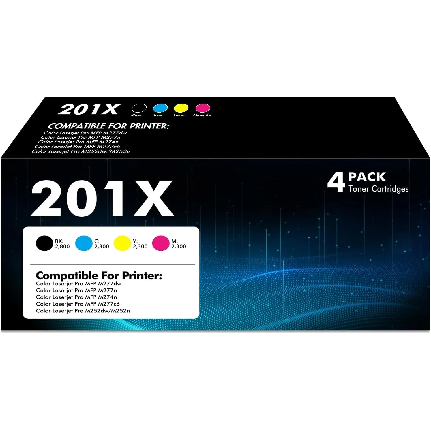 4er 201X Toner Kompatibel für HP 201X 201A Color LaserJet Pro MFP M277dw