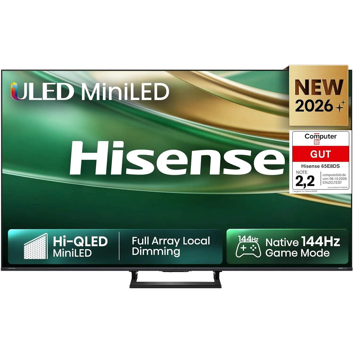 Hisense 65E8DS Fernseher 65 Zoll, 4K UHD, Hi-QLED Mini LED, Smart TV, 144Hz, Hi-View AI Engine, Dolby Vision.Atmos, Uni…